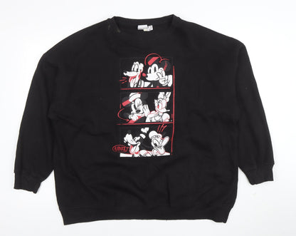 Disney Womens Black Mickey & Friends Graphic Pullover Sweatshirt Size 12/14