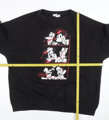 Disney Womens Black Mickey & Friends Graphic Pullover Sweatshirt Size 12/14