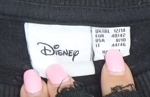 Disney Womens Black Mickey & Friends Graphic Pullover Sweatshirt Size 12/14