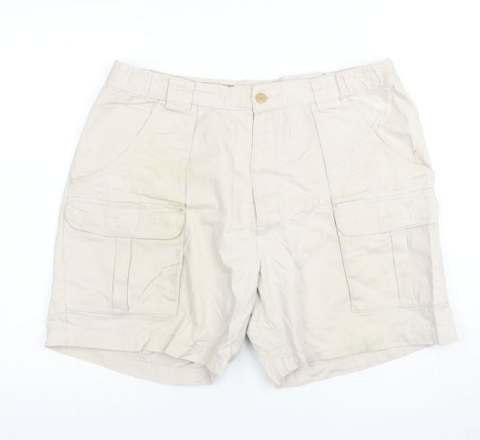 Savane Men's Beige Cotton Cargo Shorts 38W Casual Outdoor