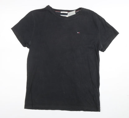 Tommy Jeans Men's Black Regular Fit Cotton Crew Neck T-Shirt Size S