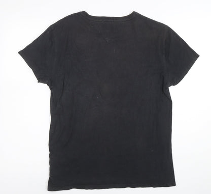 Tommy Jeans Men's Black Regular Fit Cotton Crew Neck T-Shirt Size S