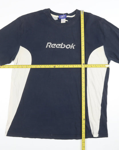 Reebok Men’s Blue Colourblock Logo Sports T-Shirt L