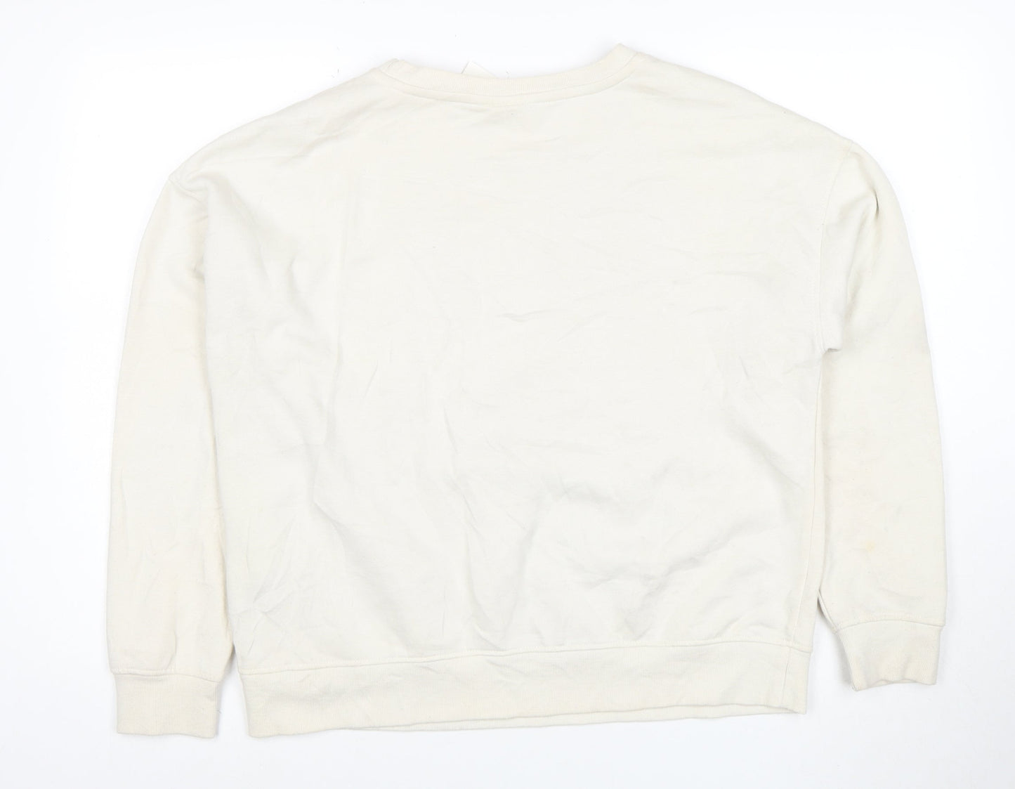 Disney Women Ivory Mickey Mouse Pullover Sweatshirt Size M 12/14