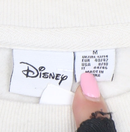Disney Women Ivory Mickey Mouse Pullover Sweatshirt Size M 12/14