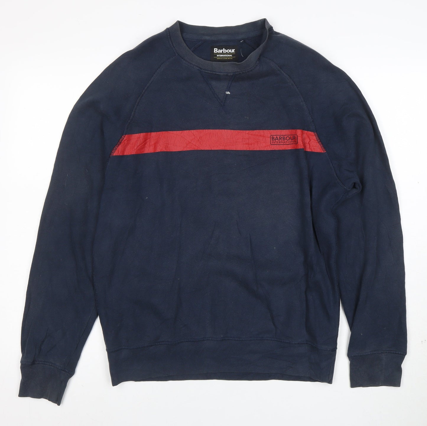 Barbour Men’s Blue Crew Neck Sweatshirt S Pullover Motorcycle Style