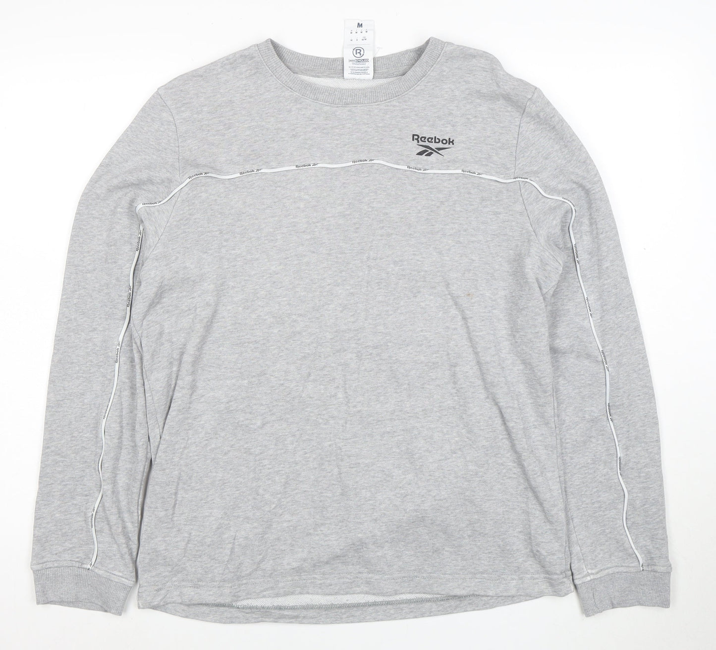 Reebok Men’s Grey Logo Crew Neck Long Sleeve Sweatshirt M