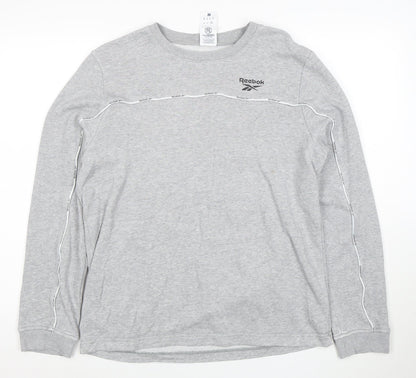 Reebok Men’s Grey Logo Crew Neck Long Sleeve Sweatshirt M