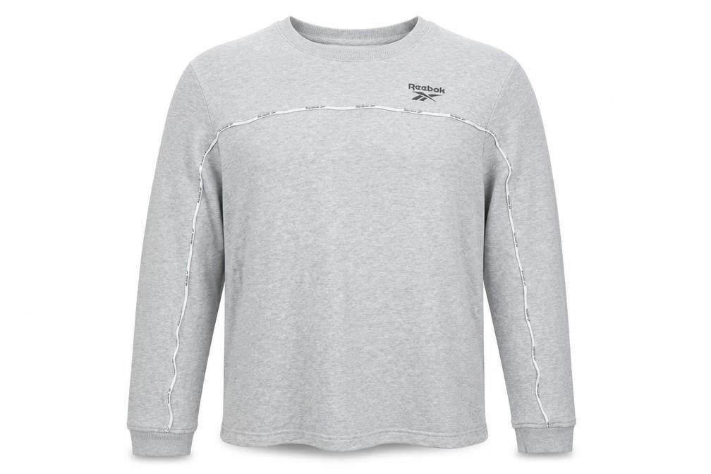 Reebok Men’s Grey Logo Crew Neck Long Sleeve Sweatshirt M