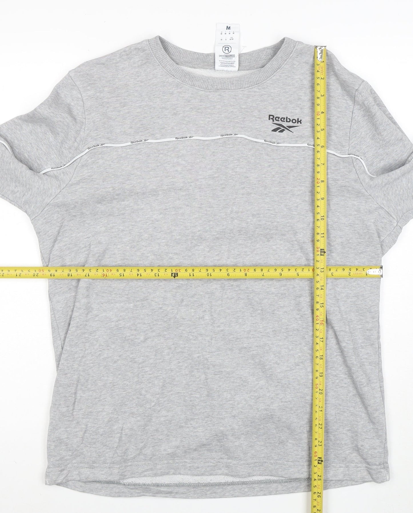 Reebok Men’s Grey Logo Crew Neck Long Sleeve Sweatshirt M