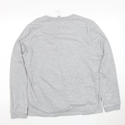 Reebok Men’s Grey Logo Crew Neck Long Sleeve Sweatshirt M