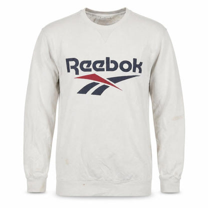 Reebok Men's White Pullover Sweatshirt M Logo Graphic Fleece