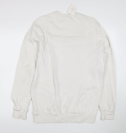 Reebok Men's White Pullover Sweatshirt M Logo Graphic Fleece
