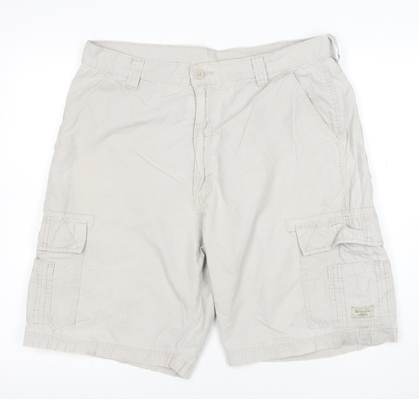 Wrangler Men's Beige Cargo Shorts Size 34 Cotton Regular Fit