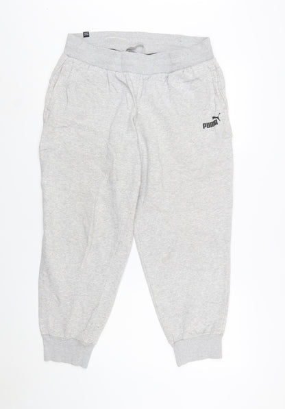 Puma Womens Grey Jogger Sweatpants L Cotton Blend