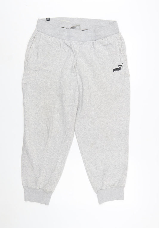 Puma Womens Grey Jogger Sweatpants L Cotton Blend