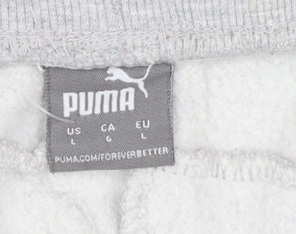 Puma Womens Grey Jogger Sweatpants L Cotton Blend