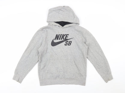 Nike SB Boys Grey Pullover Hoodie 12-13 Years Lined Cotton Blend