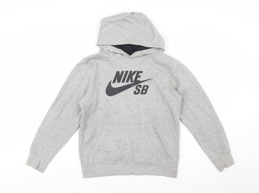 Nike SB Boys Grey Pullover Hoodie 12-13 Years Lined Cotton Blend