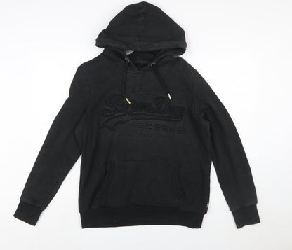 Superdry Womens Black Size 16 Pullover Hoodie with Logo Design