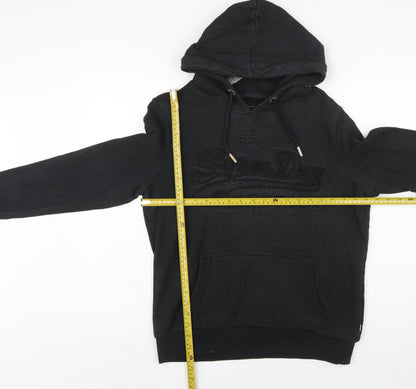 Superdry Womens Black Size 16 Pullover Hoodie with Logo Design