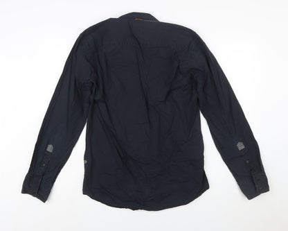 Hugo Boss Men's Navy Slim Fit Long Sleeve Button-Up Shirt L