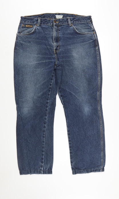 Wrangler Texas Men Blue 36x32 Straight Leg Denim Jeans