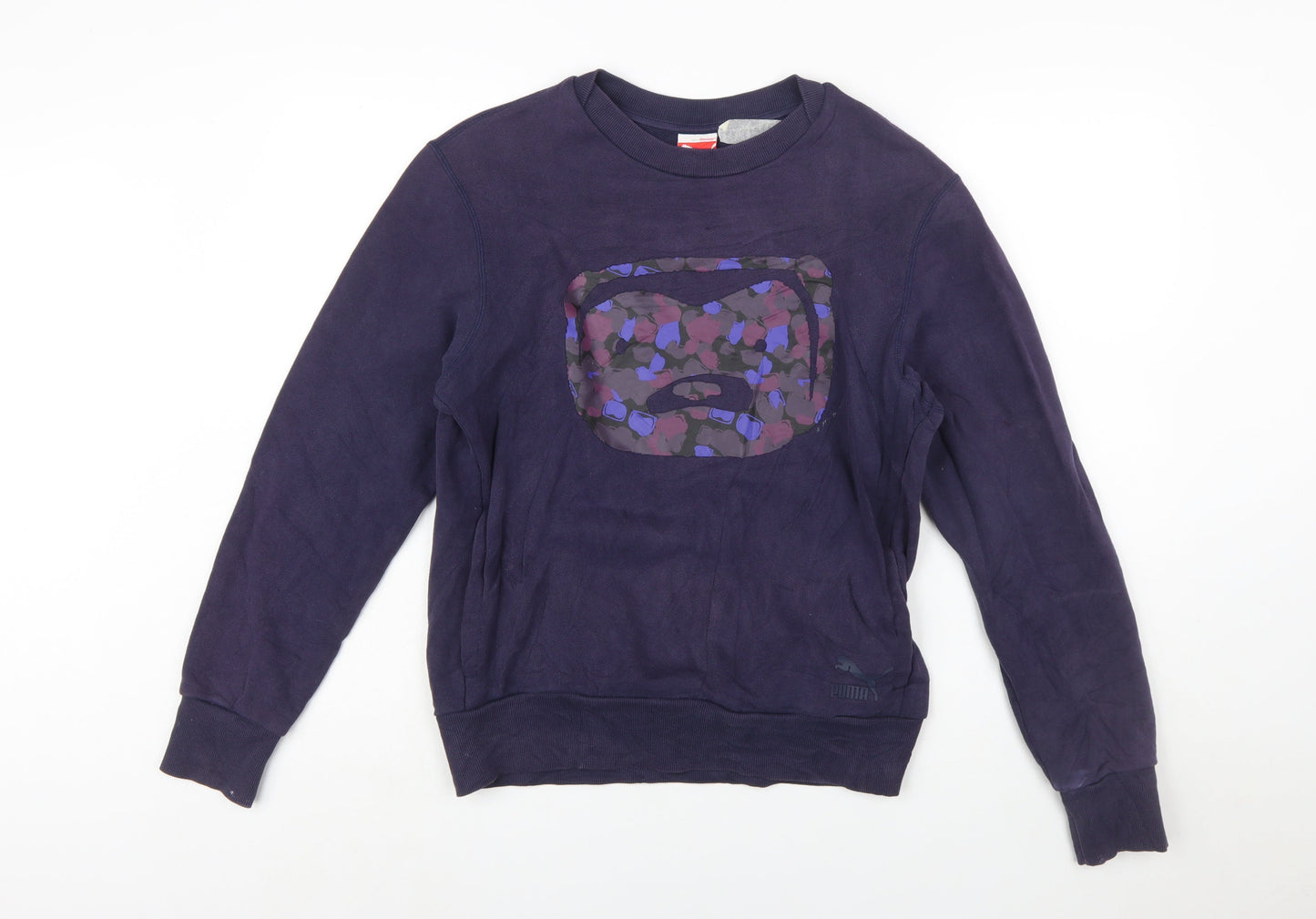 Puma Men's Navy Blue Graphic Print Crew Neck Sweatshirt Size S