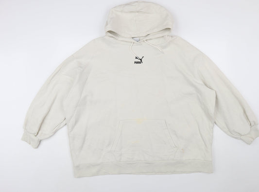 Puma Women’s Beige Hooded Pullover Sweatshirt XL Relaxed Fit