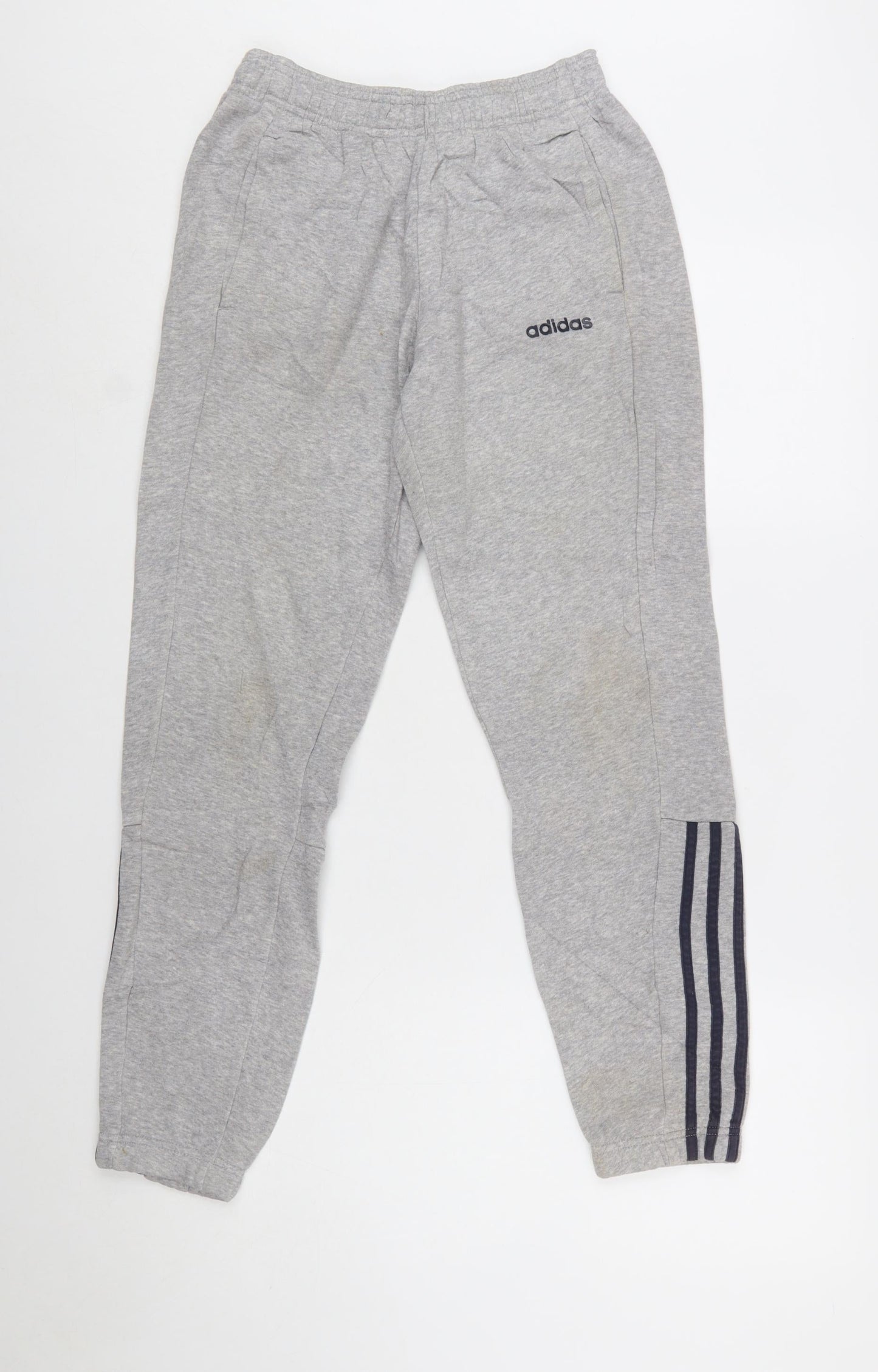 Adidas Boys Grey Jogger Sweatpants 11-12 Years Elastic Waist Cotton Blend