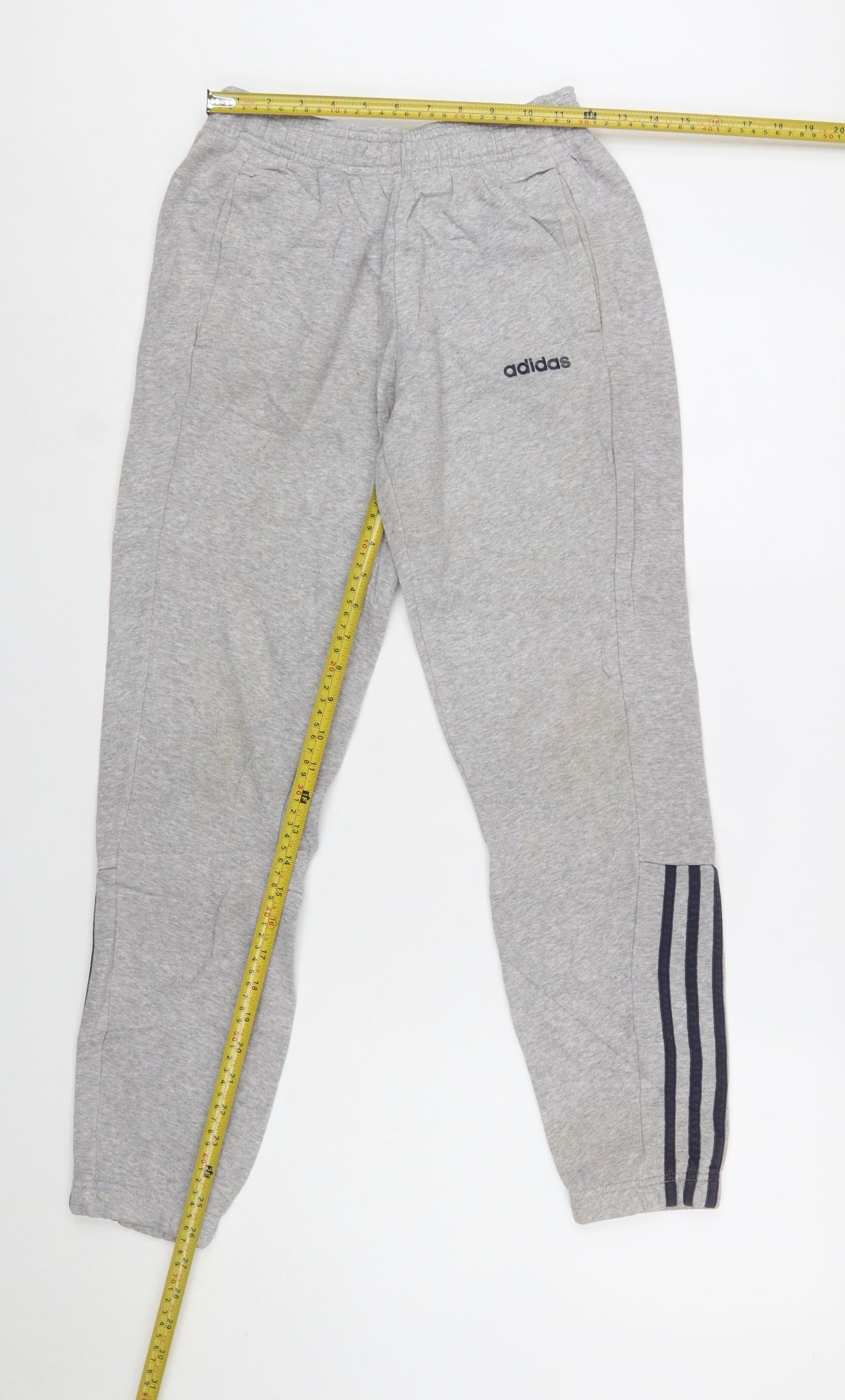 Adidas Boys Grey Jogger Sweatpants 11-12 Years Elastic Waist Cotton Blend