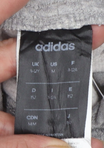 Adidas Boys Grey Jogger Sweatpants 11-12 Years Elastic Waist Cotton Blend