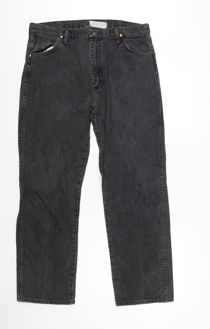 Wrangler Men's Black Straight Jeans 36x30 Regular Fit Denim