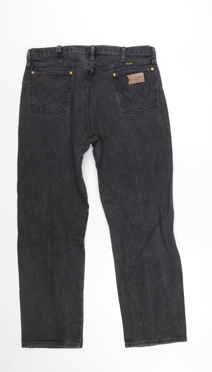 Wrangler Men's Black Straight Jeans 36x30 Regular Fit Denim