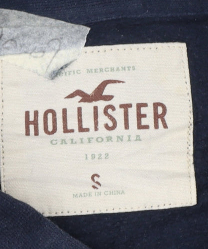Hollister Mens Blue White Pullover Hoodie Small Logo Striped Sweatshirt