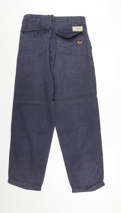 Avirex Men's Blue Cotton Chino Trousers Size 30 Regular Fit