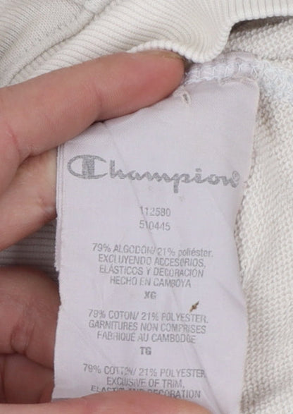 Champion Womens Beige XL Pullover Hoodie Cotton Blend Casual Sweatshirt