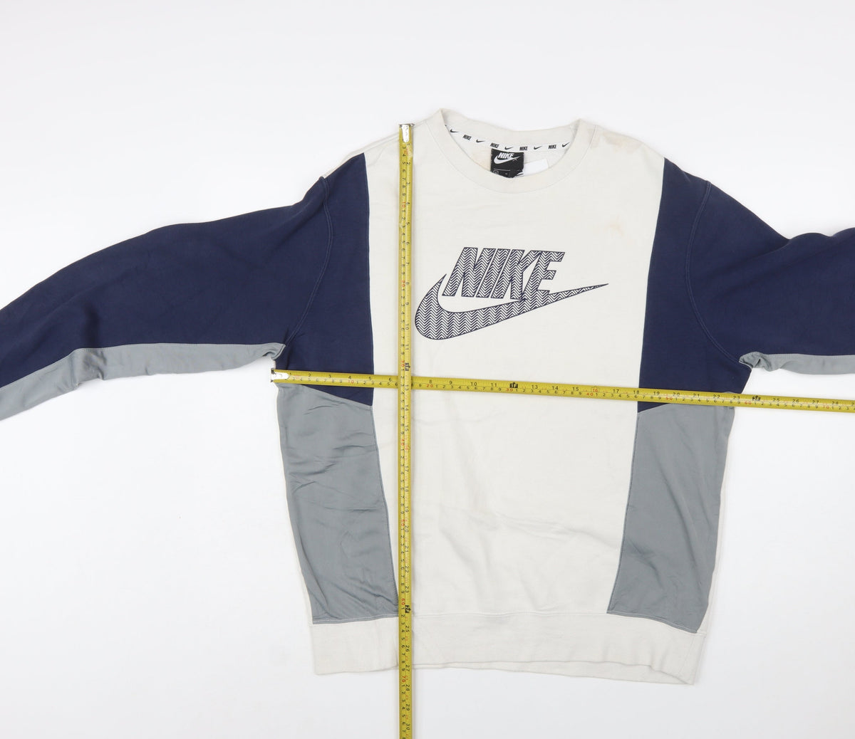 Nike Men's Grey Blue Crew Neck Pullover Sweatshirt M