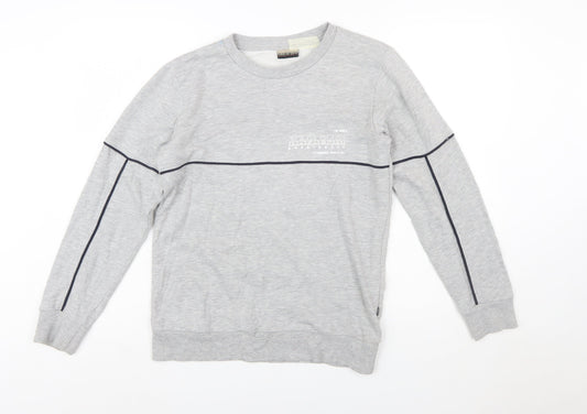 Napapijri Boys Grey Crew Neck Pullover Sweatshirt Size 14 Years