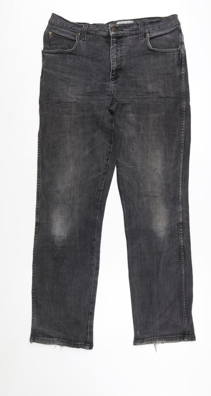 Wrangler Men's Black Grey Straight Texas Stretch Jeans W33 L34