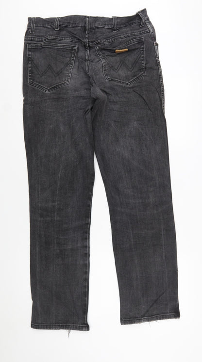 Wrangler Men's Black Grey Straight Texas Stretch Jeans W33 L34