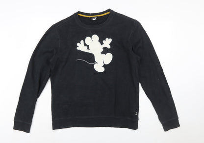 Disney Women's Black Mickey Sweatshirt L Cotton Pullover Casual