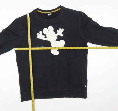 Disney Women's Black Mickey Sweatshirt L Cotton Pullover Casual