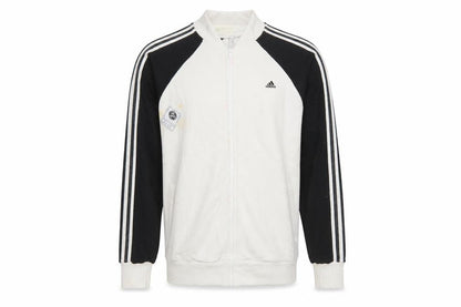 Front view of Adidas Men's White Full Zip Sweatshirt L Sports Fleece Jacket