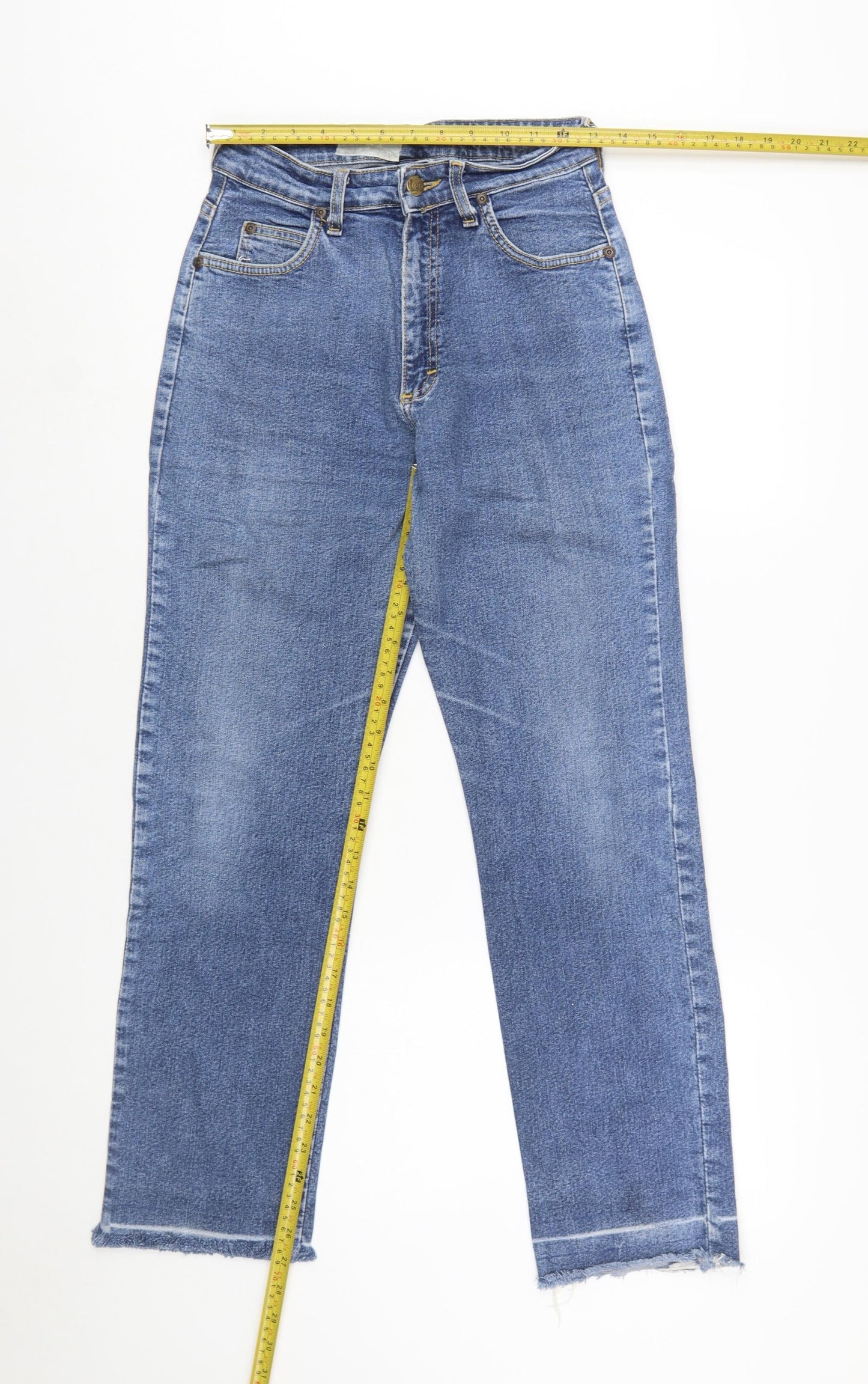 Lee Women’s Blue High Rise Straight Jeans Size 12 Stretch Denim