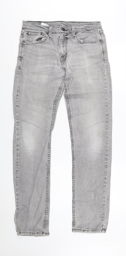 Levi's Mens Grey Straight Jeans W32 L34 Denim Cotton Blend