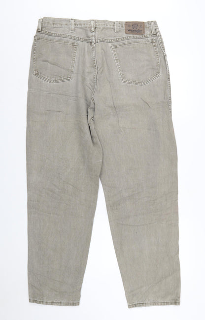 Wrangler Men Beige 38x32 Straight Fit Denim Jeans