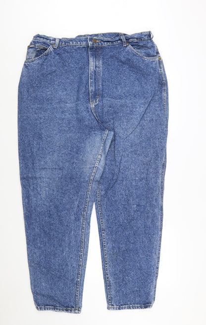 Lee Women Blue Vintage Stonewash Mom Jeans Size 22 High Rise Denim