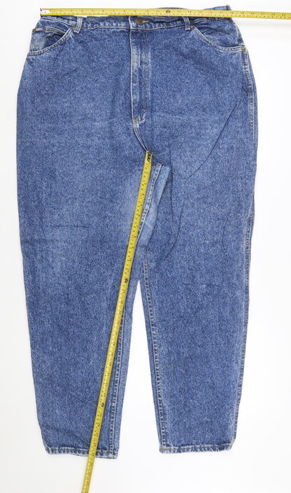 Lee Women Blue Vintage Stonewash Mom Jeans Size 22 High Rise Denim