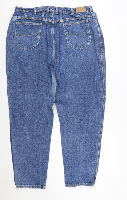 Lee Women Blue Vintage Stonewash Mom Jeans Size 22 High Rise Denim